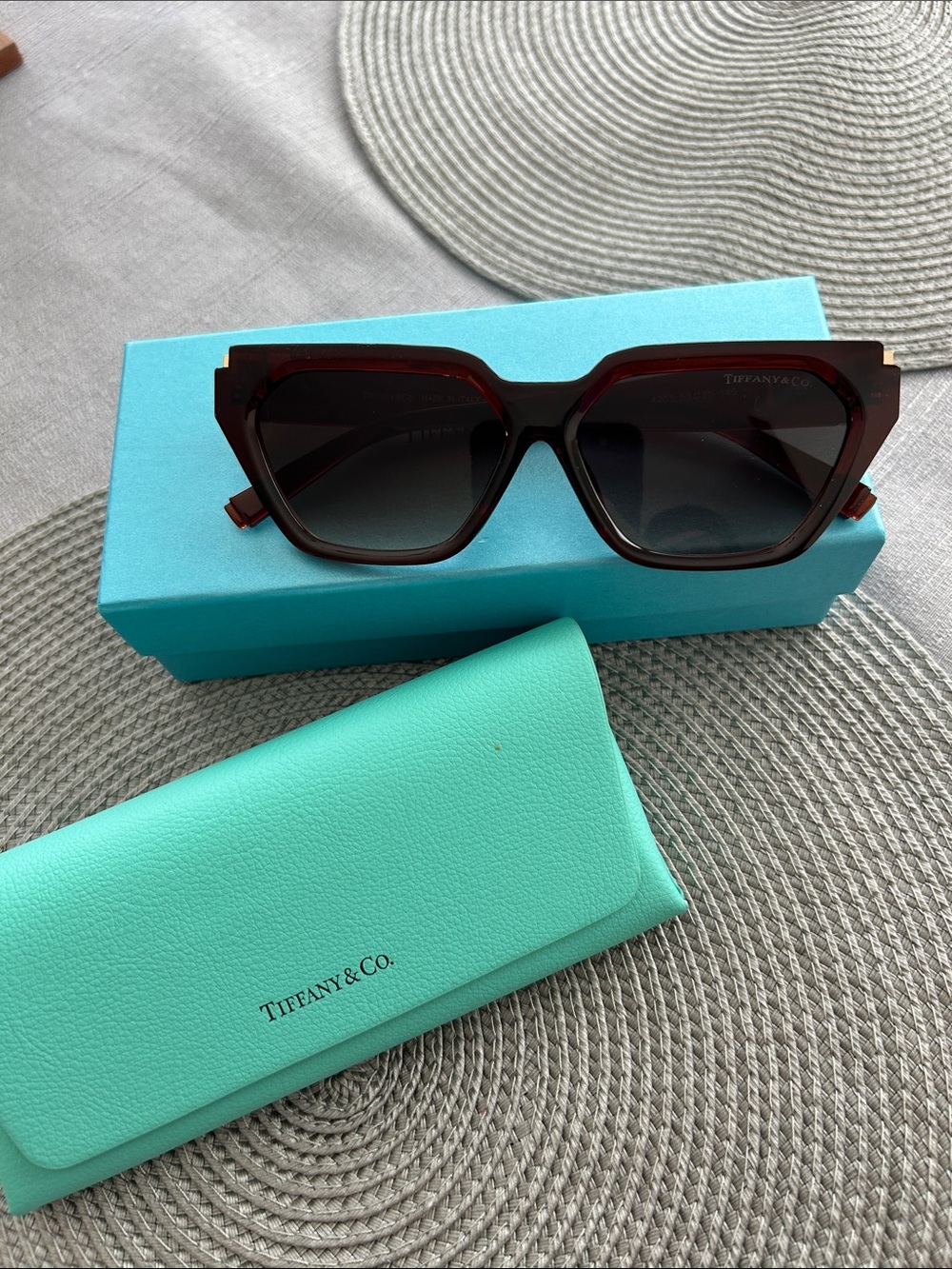 Tiffany & Co. Women's Dark Brown Geometric Frame Sunglasses